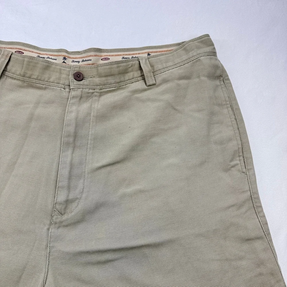 Tommy Bahama Relax Mens Khaki Tan Tencel Cotton Ribbed Shorts Size 40